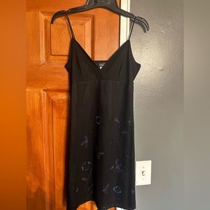 Black dress with blue design